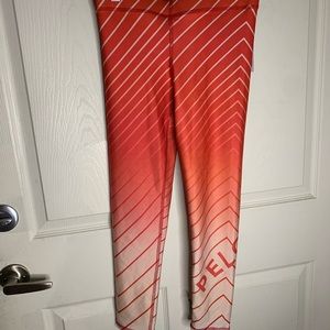 Red and white striped Peloton leggings